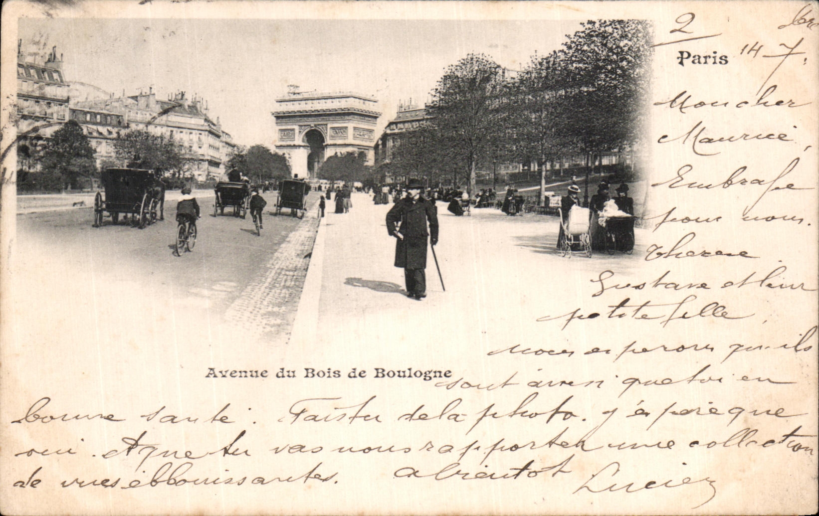 CPA Avenue du Bois De Boulogne Paris Carte 1899