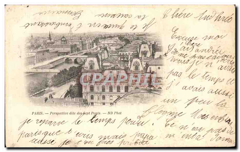 CPA Paris Perspective dite des sept Ponts Carte 1899