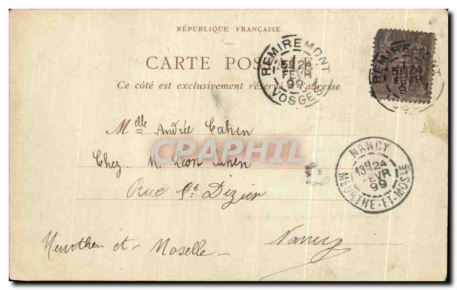 CPA Paris Perspective dite des sept Ponts Carte 1899 — Rückseite