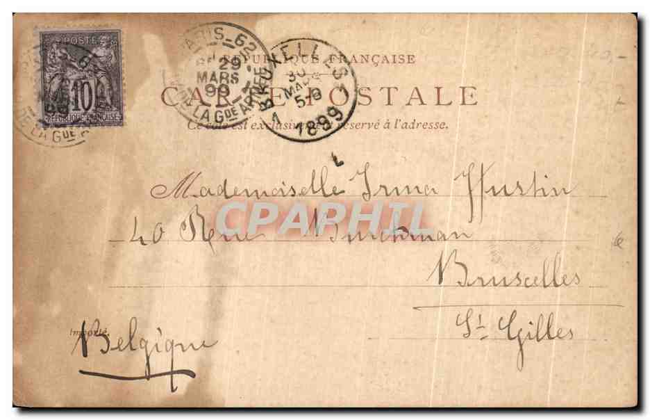 CPA Paris Jardin du Luxembourg Monument de Watteau carte 1899 — Verso