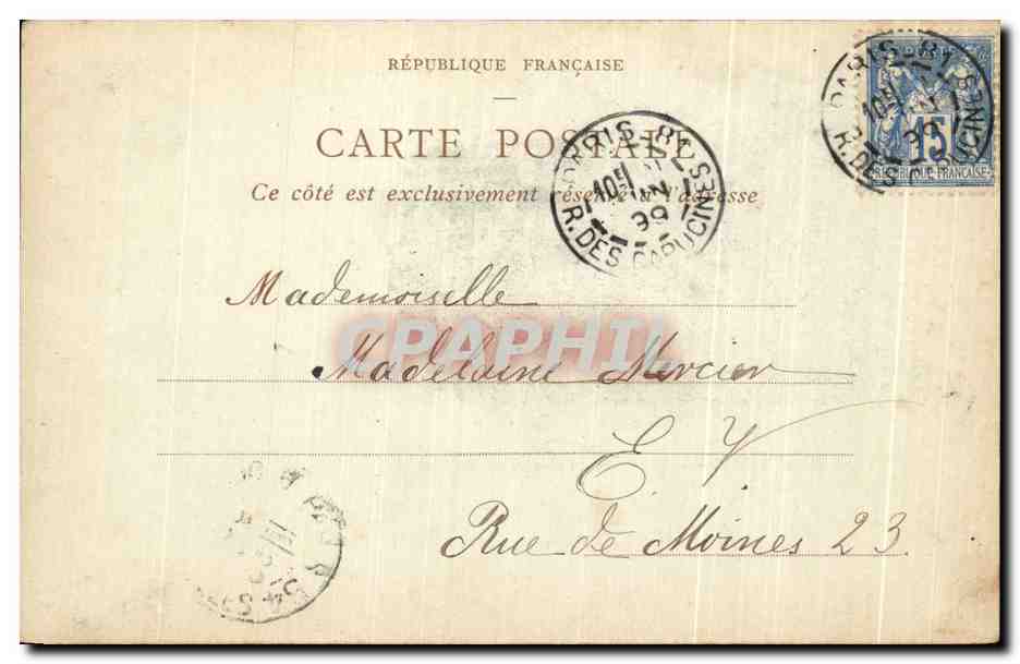 CPA Parc de Saint Cloud Les Grandes Cascades CArte 1899 — Rückseite