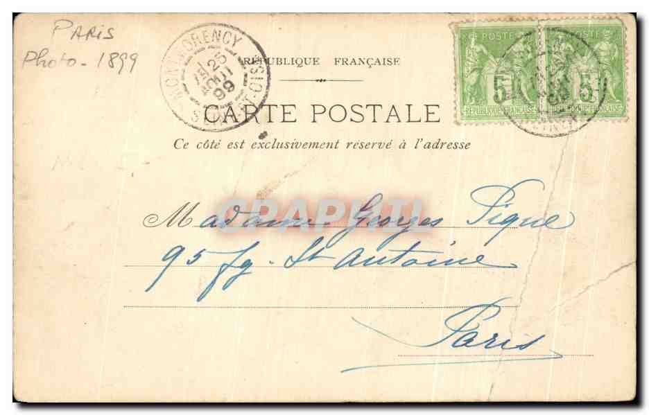 CPA Eglise Saint Vincent de Paul Paris carte 1899 — Verso