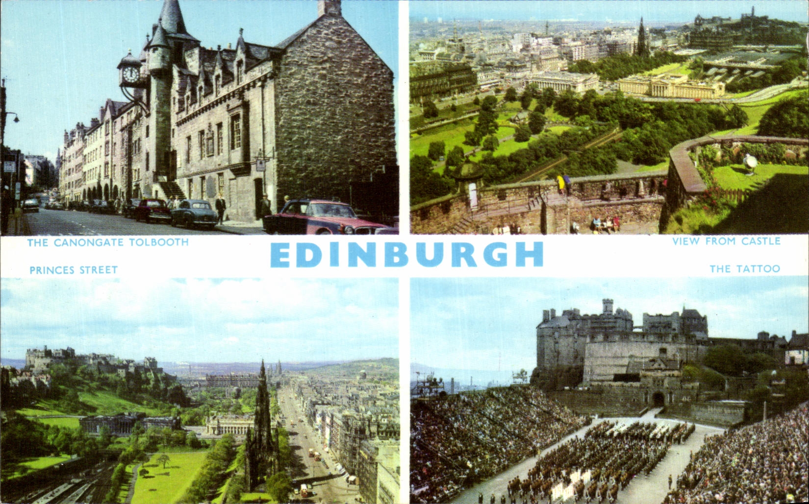 Edinburgh — vue de la Canongate Tolbooth, Princes Street, vue depuis le château, le Tattoo — Post Dennis Productions, n° 23