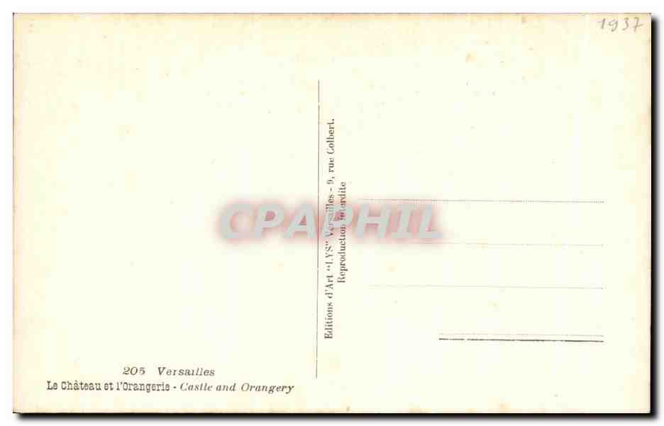 CPA Versailles Le Chateau Et l'Orangerie Castle And Orangery — Verso