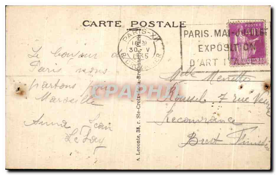 CPA Paris La Tour Saint Jacques Sainte Jacques Tower — Verso