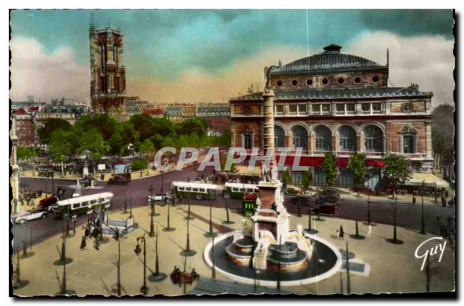 CPA Paris Merveilles la Place du Chatelet et la tour Saint Jacques