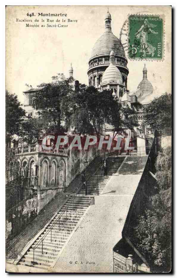 CPA Montmartre Escaliers de la Rue de la Barre Montee au Sacre Coeur Montmatre 