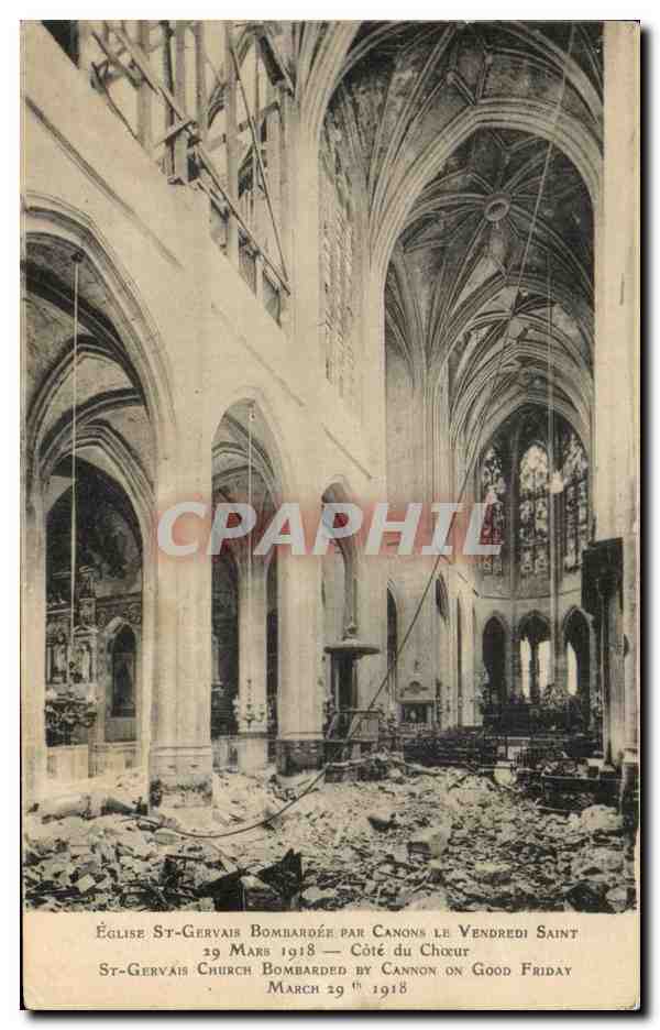 CPA Eglise St Gervais Bombardee 29 mars 1918 