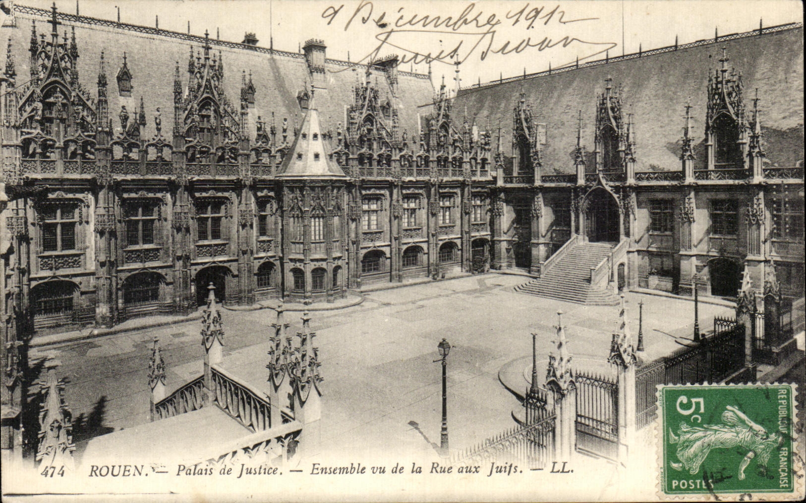 CPA Rouen Plais de Justice Ensemble vu de la Rue aux juifs Judaica