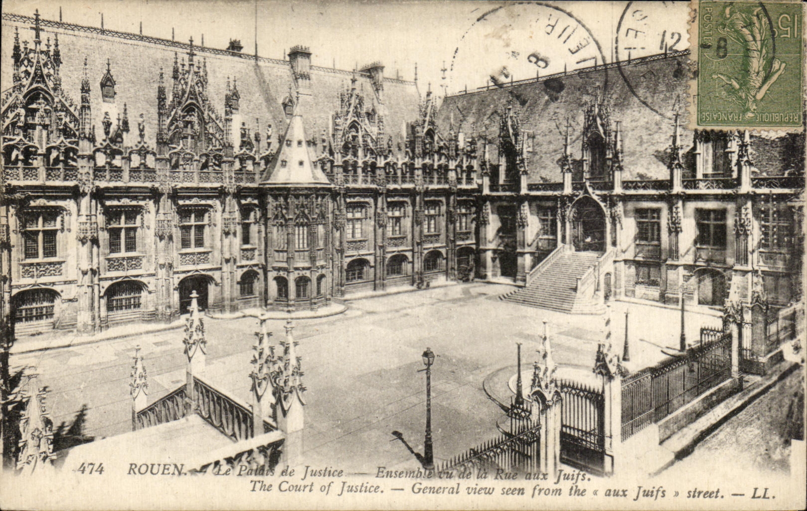 CPA Rouen Plais de Justice Ensemble vu de la Rue aux juifs Judaica