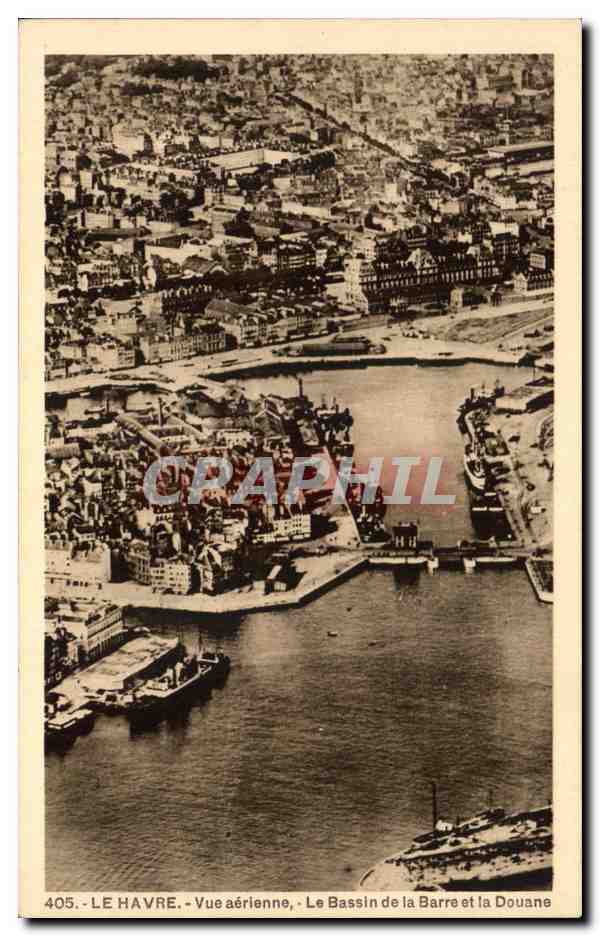 CPA Le Havre Vue aerienne Le Bassin de la Barre et la Douane