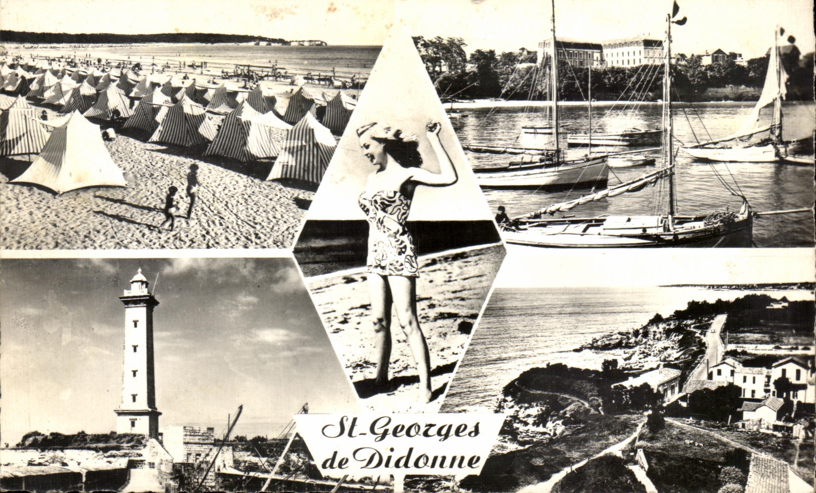 CPA St Georges De Didonne La plage Le port Le phare Rochers de Vallieres