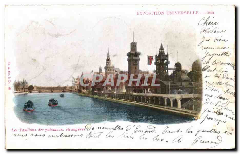 Antike Ansichtskarte Exposition Universelle Die Pavillons der fremden Mächte Paris