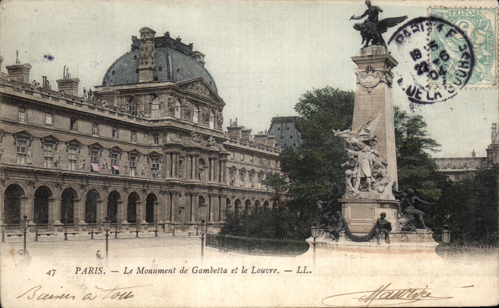 CPA Paris Le Monument de Gambetta et le Louvre