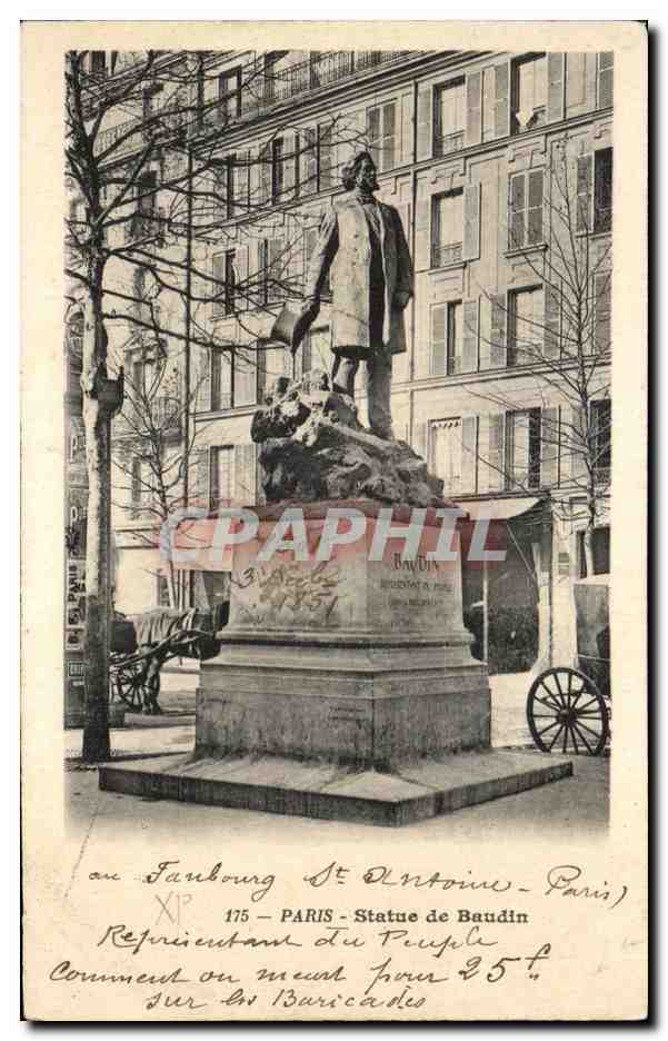 CPA Paris Statue de Baudin