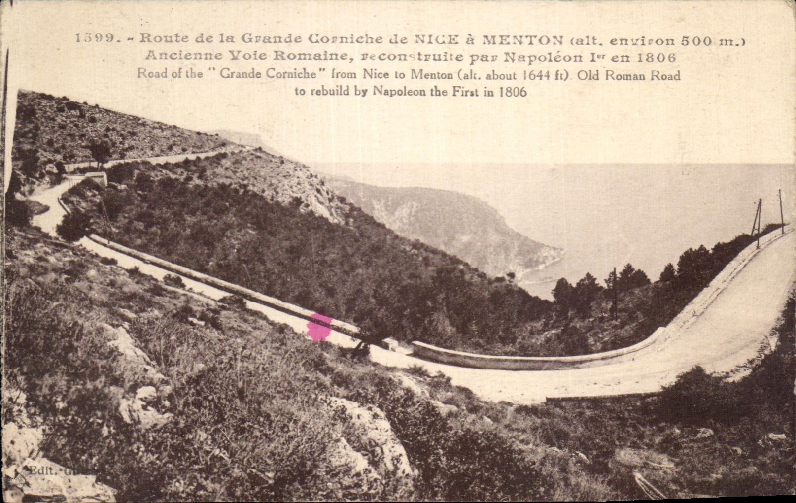 CPA Route de la Grande Corniche de Nice a Menton Ancienne voie romaine Napoleon 1er 