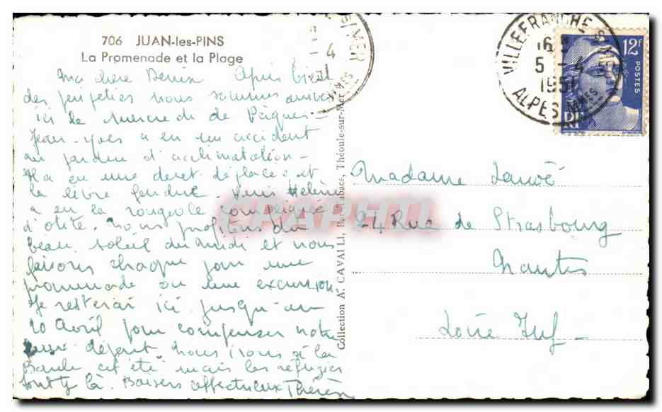 CPA Juan Les Pins La Promenade Et La Plage — Rückseite