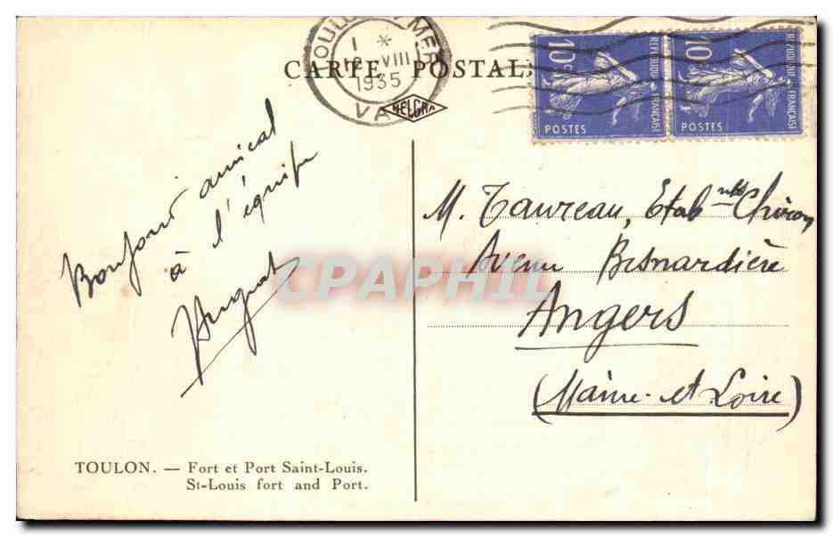 CPA Toulon Fort Et Port Saint Louis St Louis Fort And Port — Verso