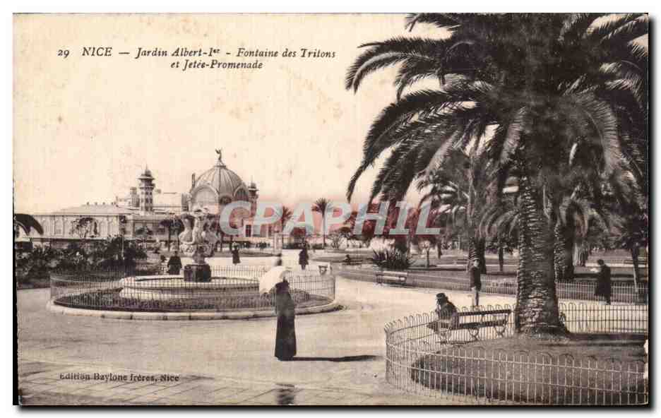 CPA Nice Le Jardin Albert 1er fontaine Des Tritons Et Jetee Promenade