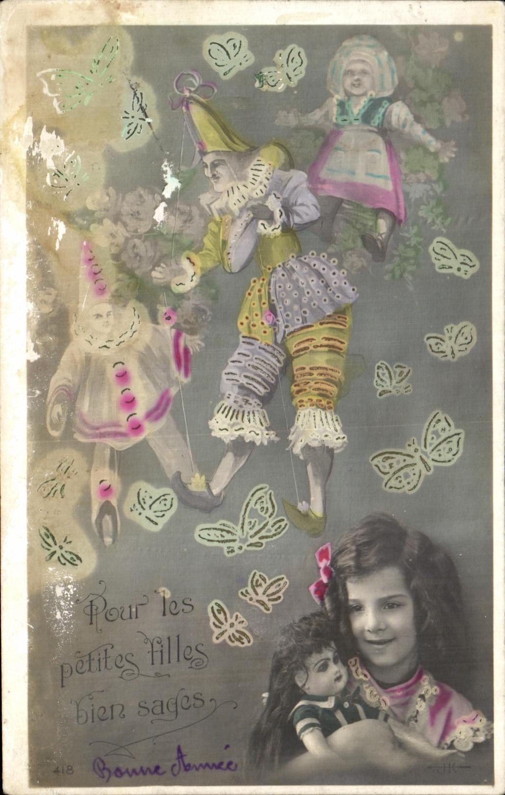 CPA Pour Les Petites Filles Bien Sages fantaisie Guignol Marionnettes