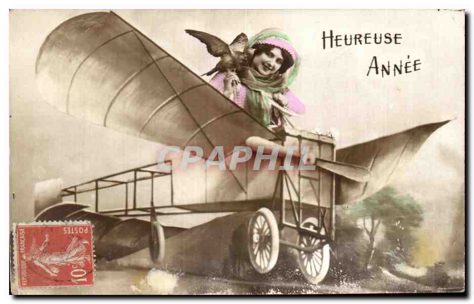 CPA Heureuse Annee Enfant Avion Aeroplane 
