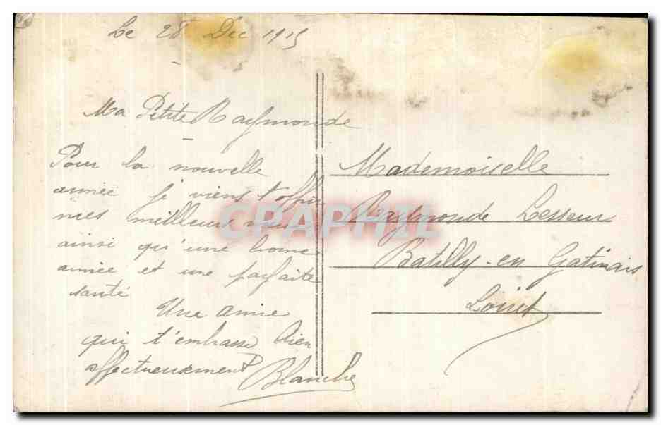 CPA Heureuse Annee Enfant Avion Aeroplane  — Rückseite