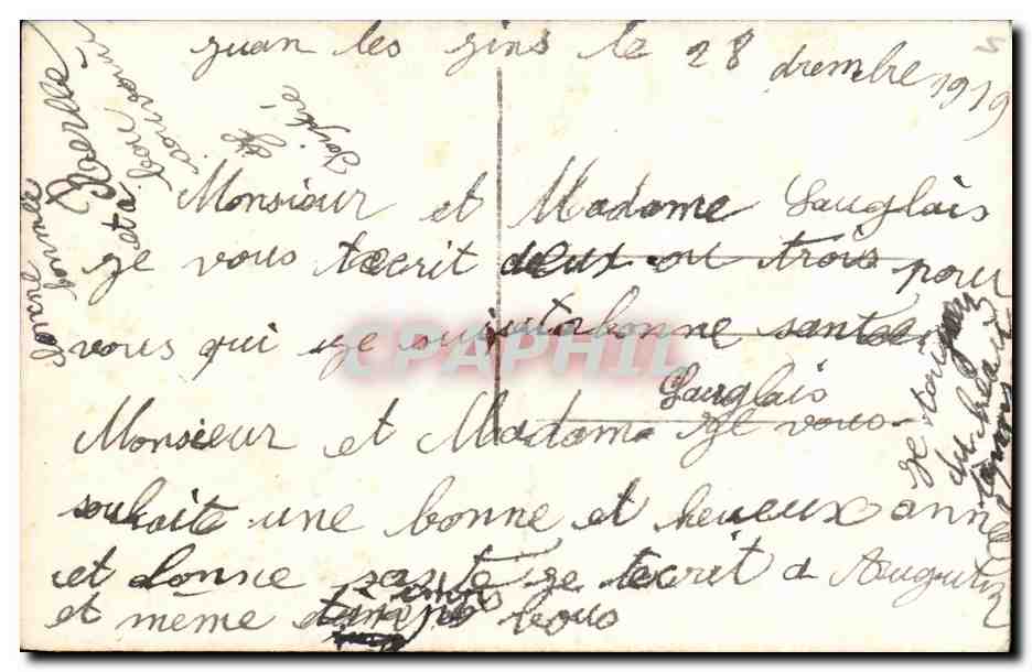CPA Fantaisie Fleurs Fer a cheval Bonne Annee — Rückseite