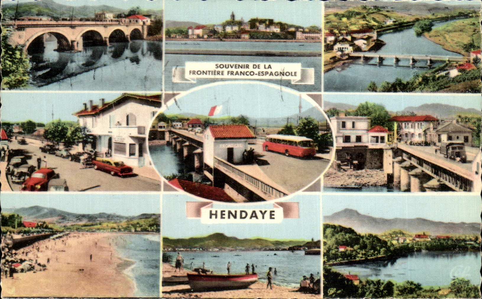 CPSM Souvenir De La Frontiere Franco Espagnole Hendaye