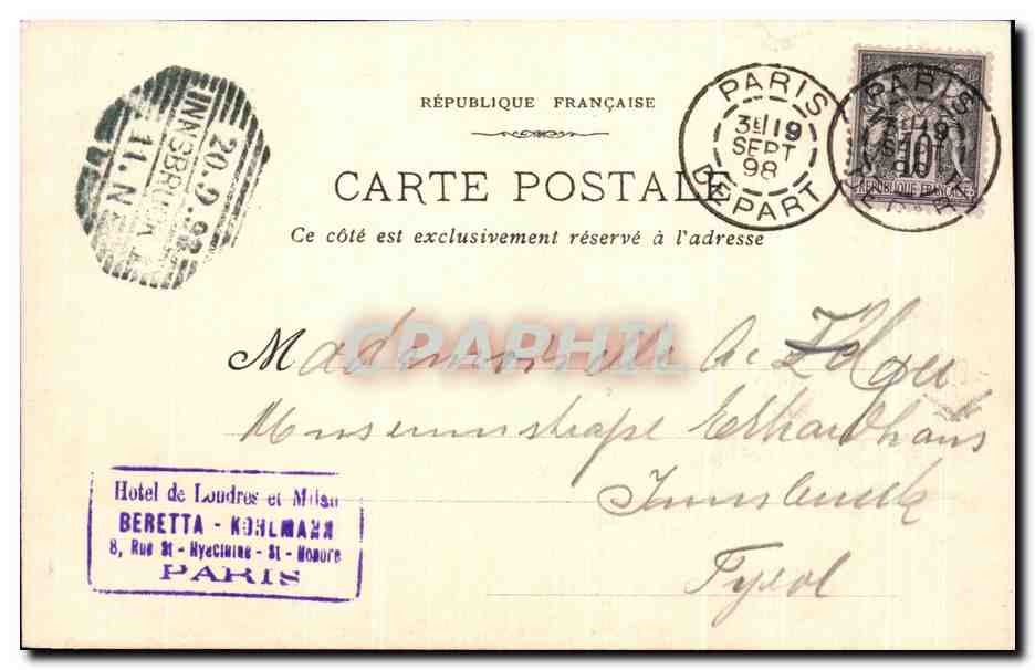 CPA Paris Le Place Vendome — Rückseite