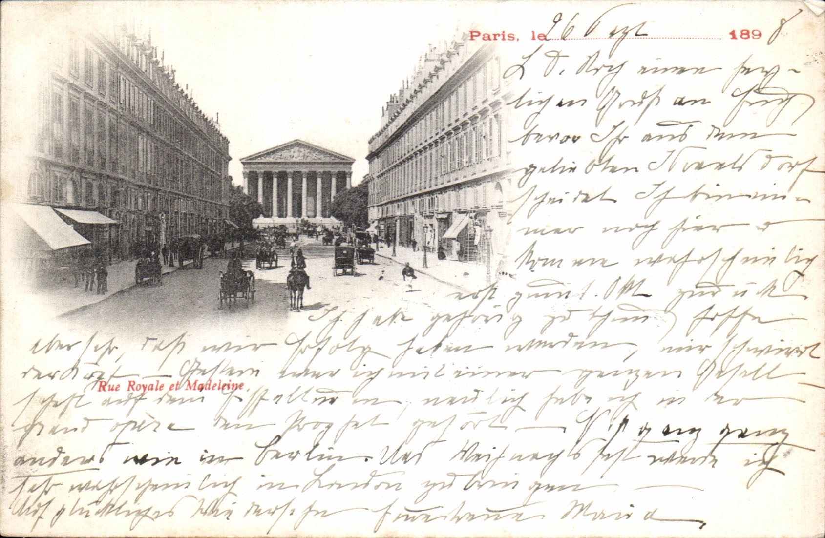 CPA Paris La Rue Royale Et Madeleine Carte 1898