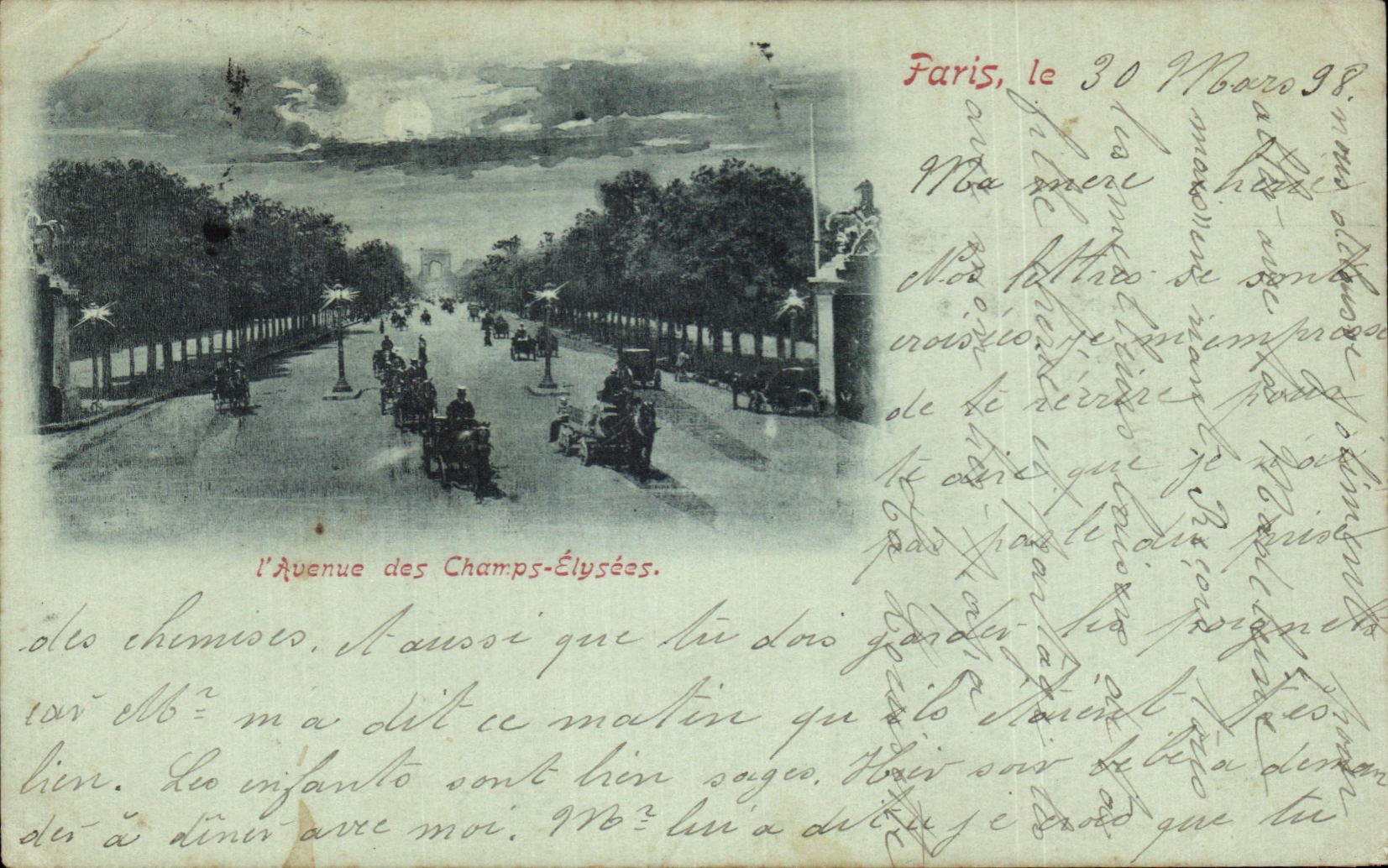 CPA Paris Le l'Avenue des Champs Elysees Carte 1898