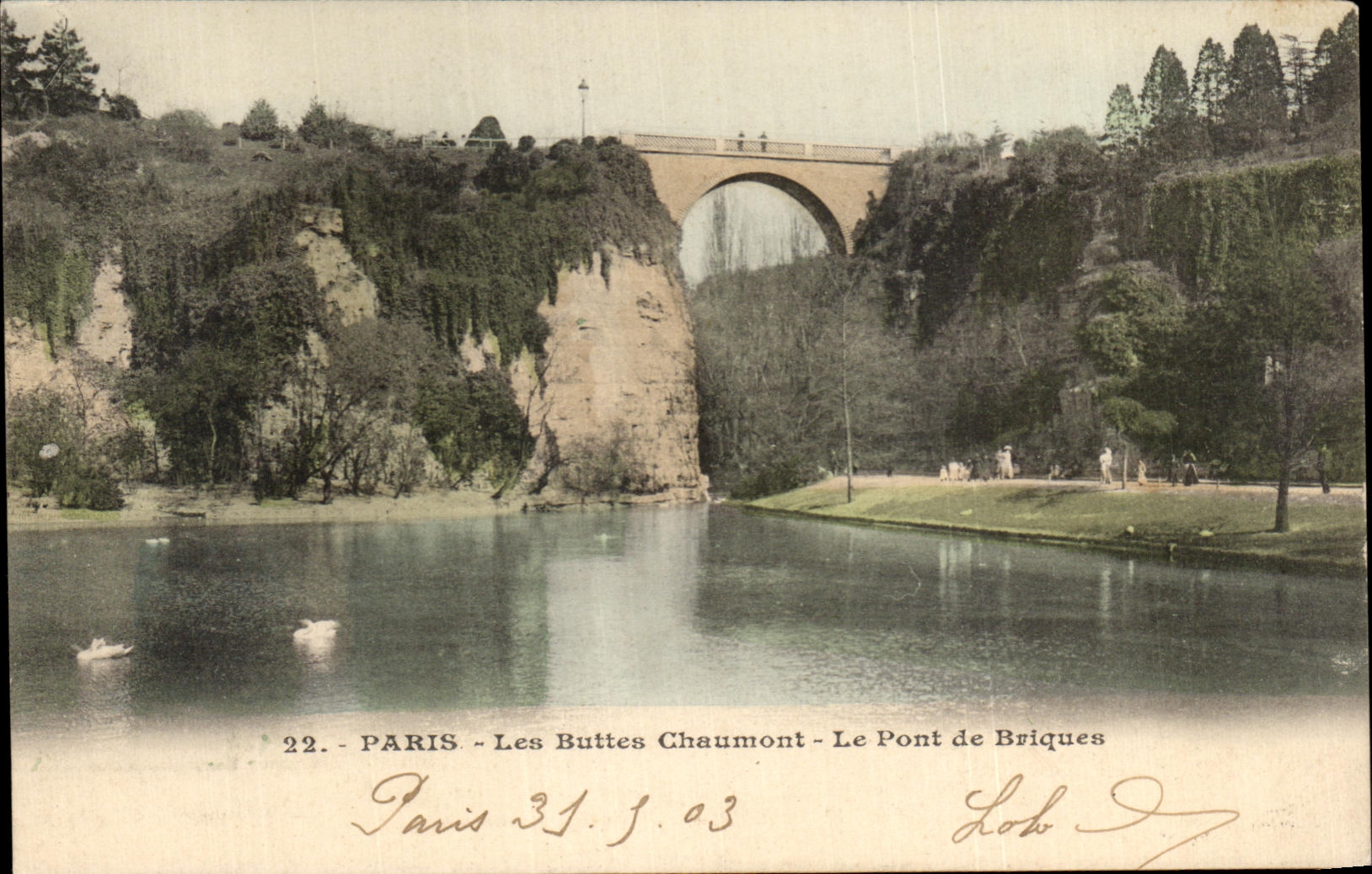 CPA Paris Les Buttes Chaumont Le Pont de Briques
