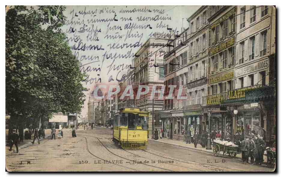 CPA Le Havre Rue de la Bourse Tramway Enfants