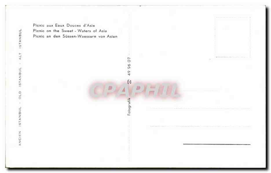 CPA Pienic aux Eaux Douces d'Asie Pienic on the Weet Waters of Asia Turquie Turkey Istanbul — Verso
