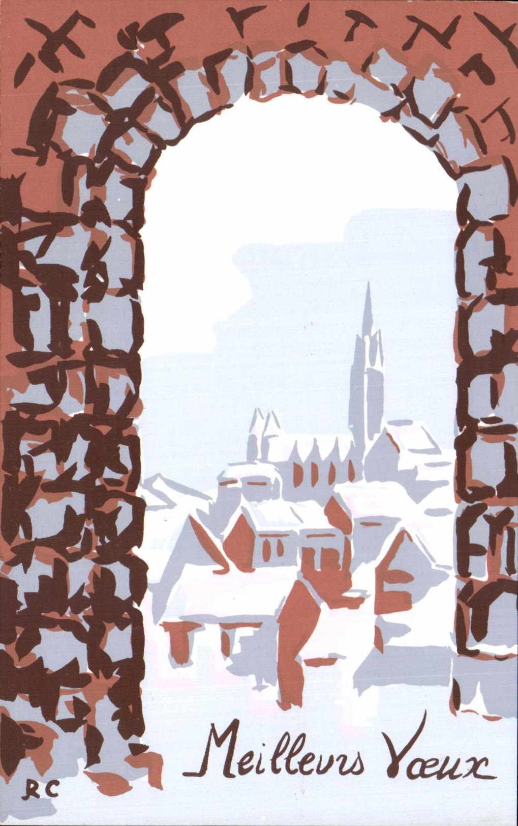 CPA Meilleurs Voeux Village de France