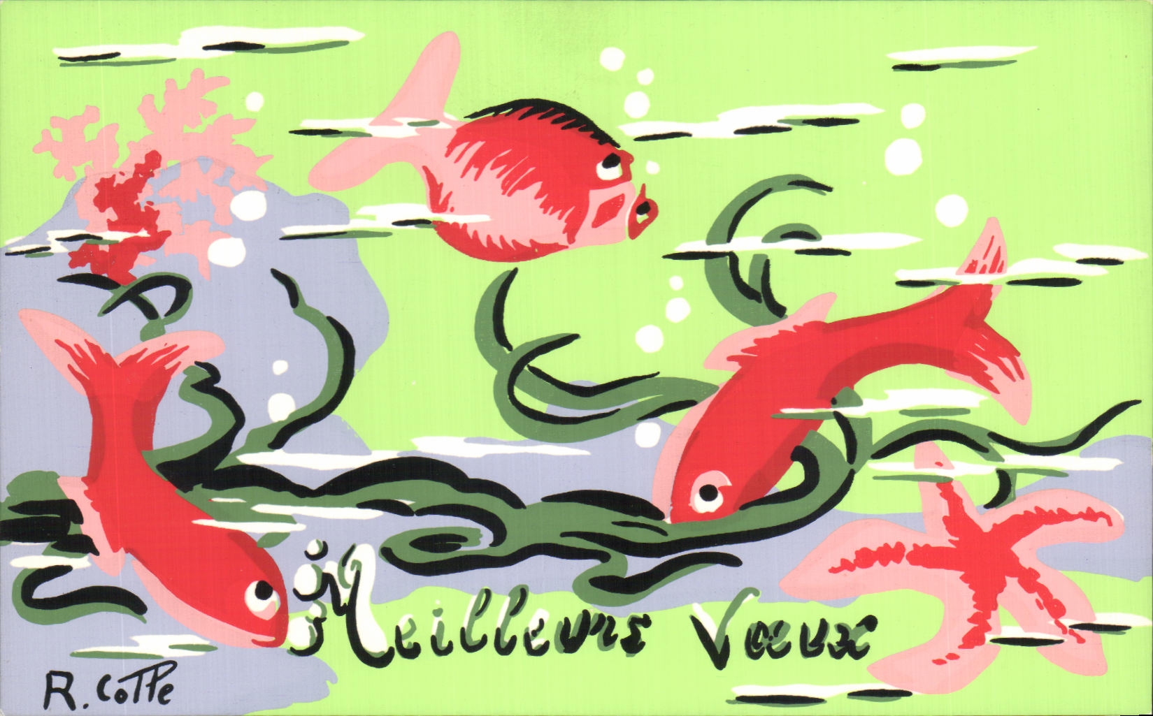 CPA Meilleurs Voeux Poissons 