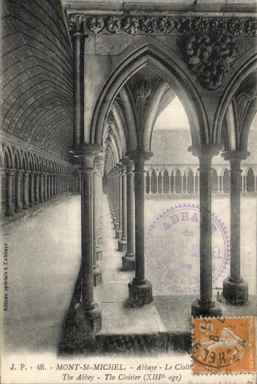 CPA Mont St Michel Abbaye Le Cloitre The Abbey The Cloister