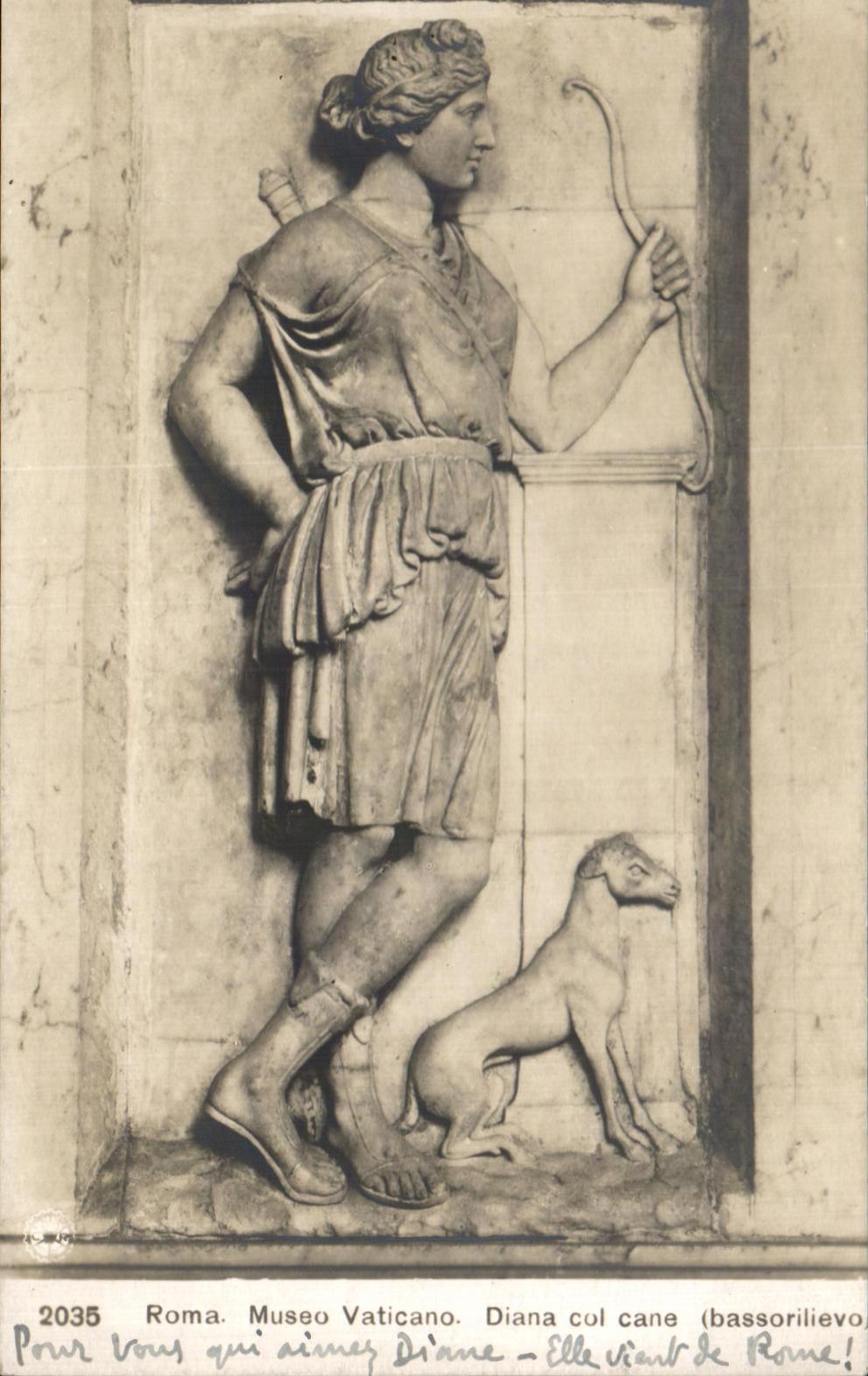 CPA Roma Museo Vaticano Diana col cane 