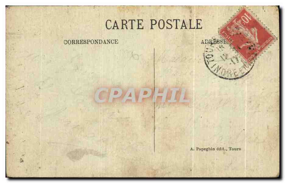 CPA Tours Rue de Halles et Tour de l'Horloge Market street and clock Tower — Verso