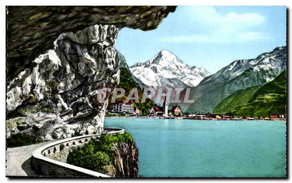 CPA Axenstrasse am Vierwaldstattersee mit Flueen Und Bristenstock