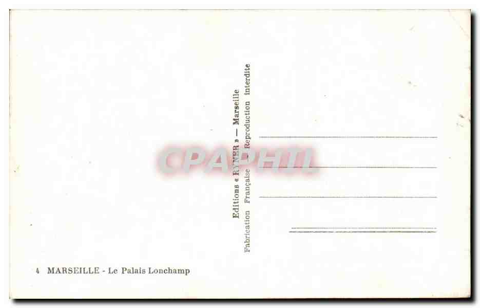 CPA Marseille Le Palais Lonchamp — Rückseite