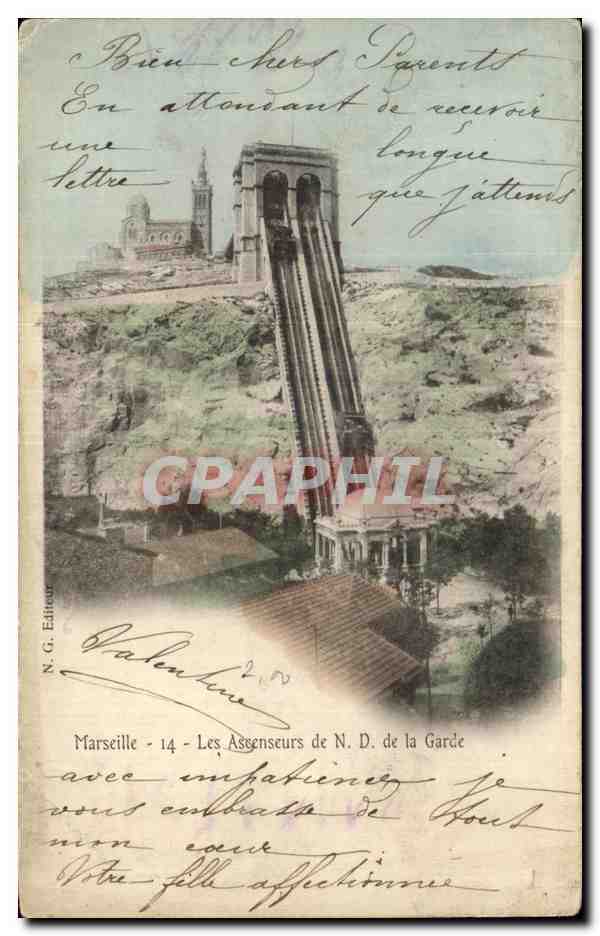 CPA Marseille Les Ascenseurs de la Garde