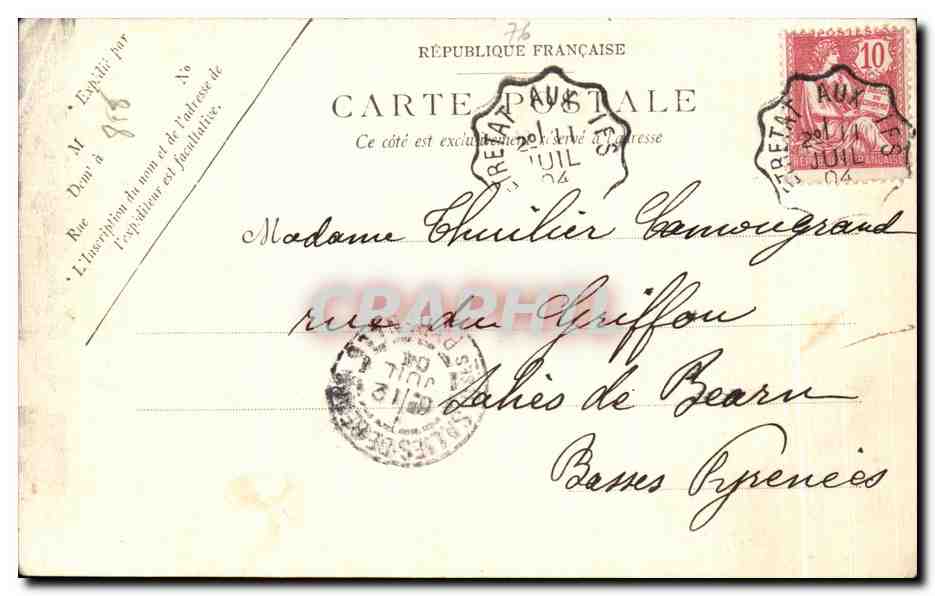 CPA Etretat L'Hotel des roches Rlanches — Rückseite