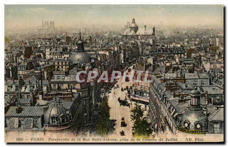 CPA Paris Perspective de la Rue Saint Antoine Prise de la Colonne de Juillet