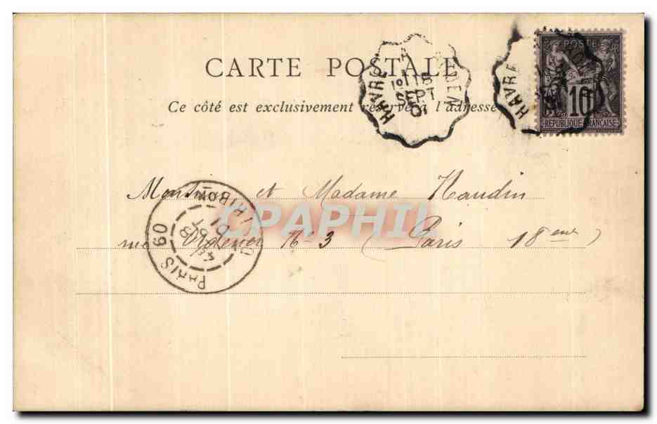 CPA Le Havre L'Hotel Frascali — Rückseite