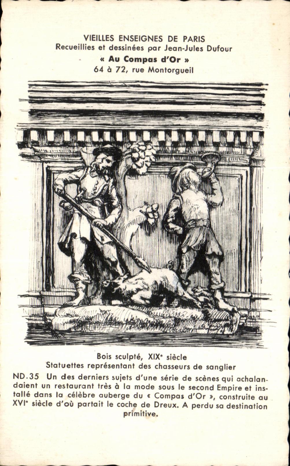 CPA Vieilles Enseignes De Paris Recueillies et dessinees par Jean Jules Dufour Au Compas d'Or Montorgueil Sanglier 