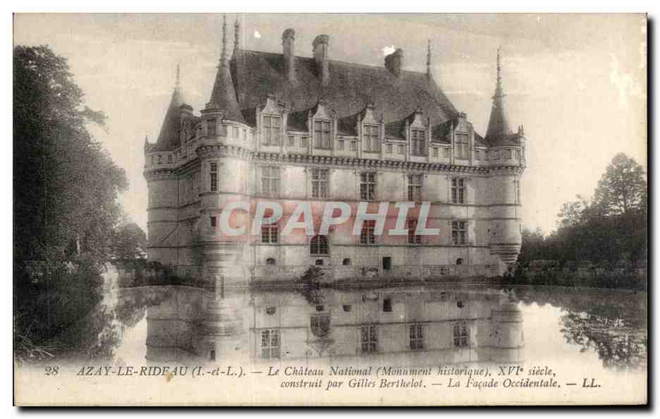 CPA Azay Le Rideau Le Chateau National (Monument historique) construit par Gilles Berthelot La Facade Occidentale