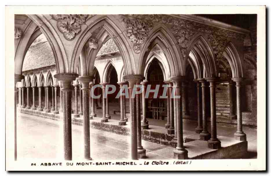 CPA Abbaye Du Mont Saint Michel Le Cloitre (detail)