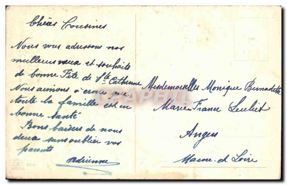 CPA Vive Catherine Fantaisie Fleurs  — Verso