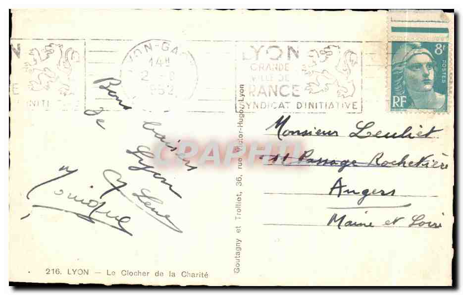 CPA Lyon Le Clocher de la Charite — Verso